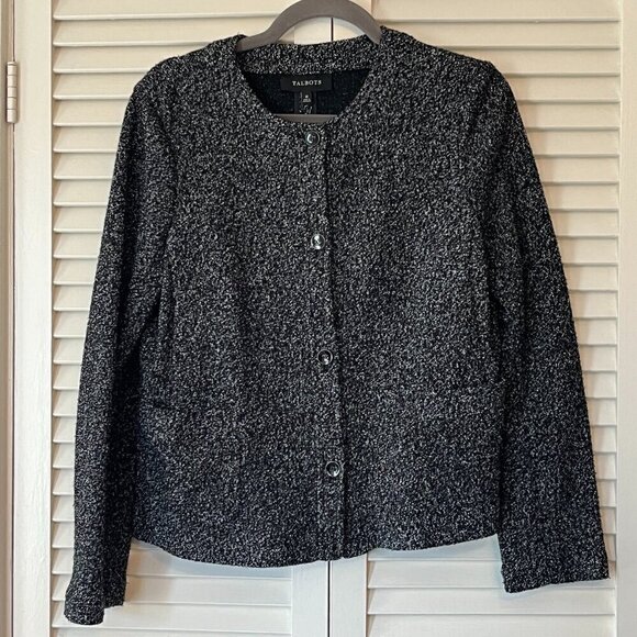Talbots navy boucle blazer jacket 12 - Picture 1 of 9